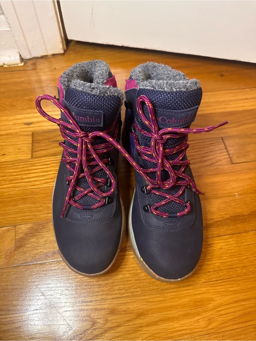 Columbia Women’s Insulated Winter Hiking Boots - Navy with Pink Accents